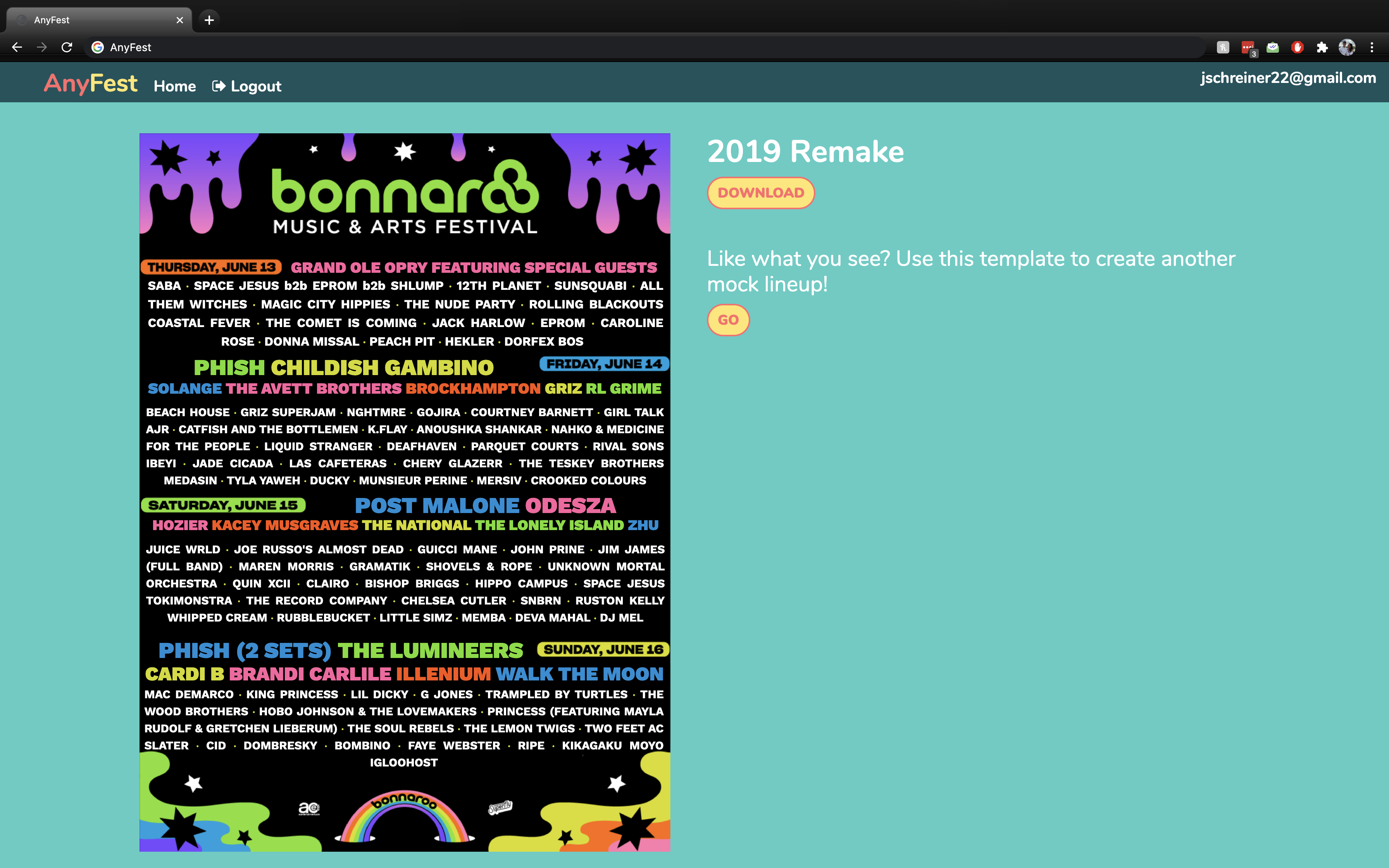 Bonnaroo 2019 Lineup Remake